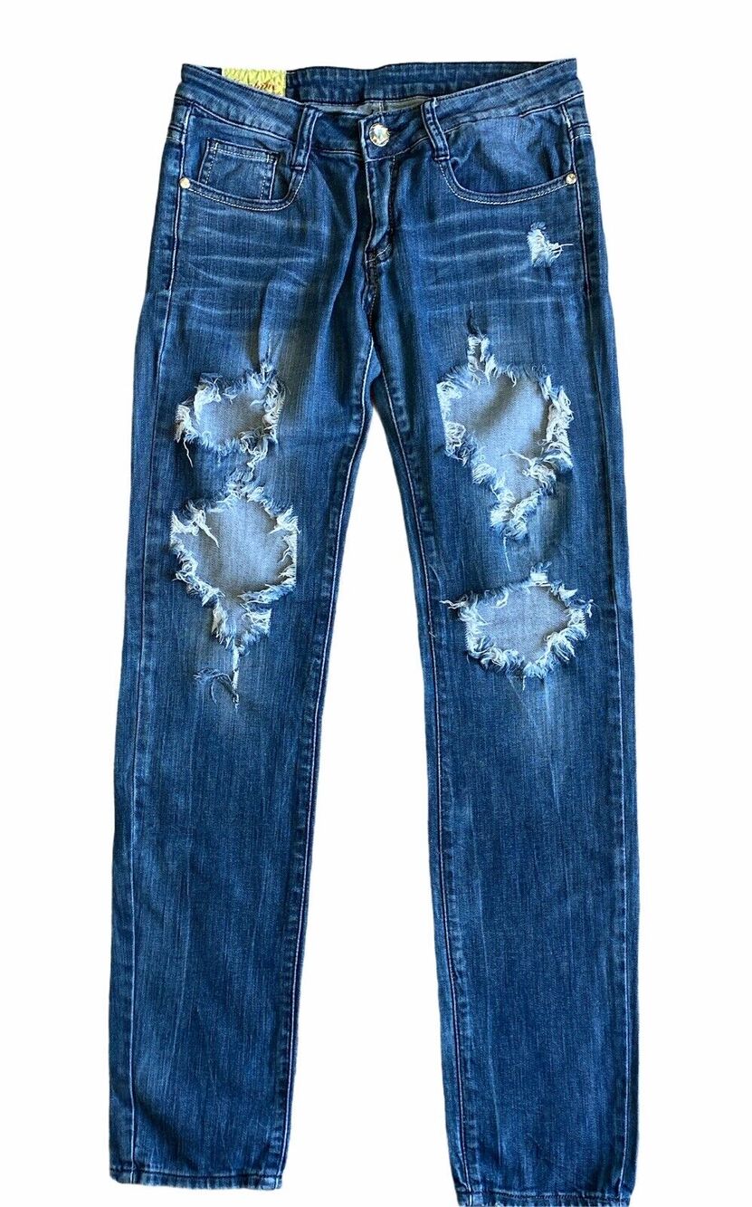 Machine Nouvelle Mode Distressed Destroyed Rhinestone Jeans